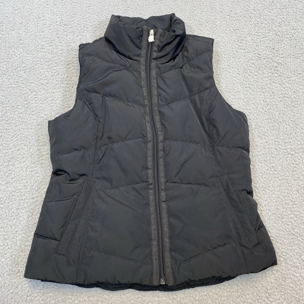 Landsend Puffer Vest Women's S 6-8 Black Quilted Down Blend Full Zip Outdoor